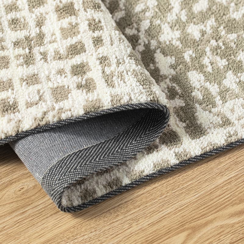 Glitzhome Modern Geometric Abstract Pattern High-Low Shag Area Rugs
