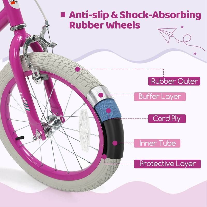 Costway 12”/14”/16”/18” Kids Bicycle with Dual Brake System Adjustable