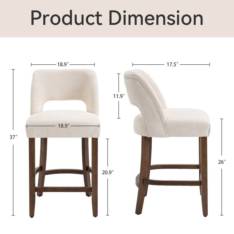 Set of 2/4/6,Upholstered Counter Height Bar Stools,Modern Counter Stools with Wood Legs for Kitchen Island Dining Room Bar