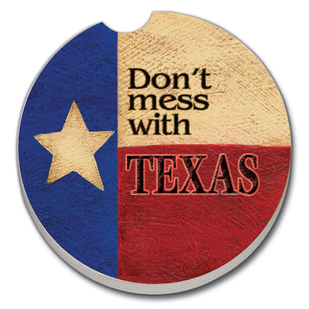 Counterart Absorbent Stoneware Car Coaster, Don't Mess, Set of 2 - 2.5