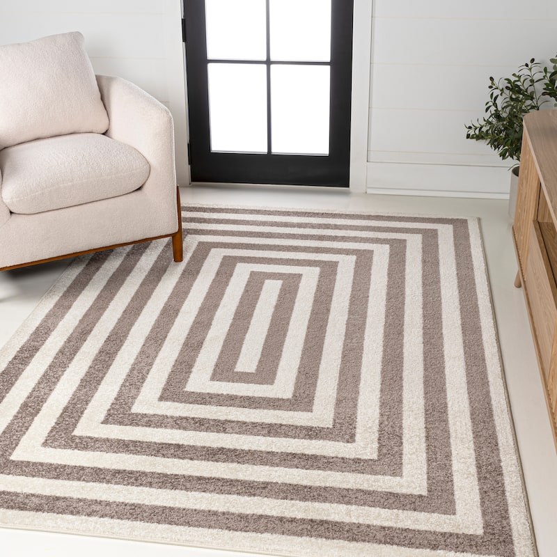 JONATHAN Y Olivier Modern Classic Mitre Stripe Brown/Ivory Rug
