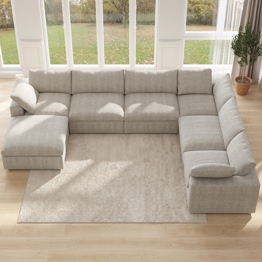 Cloud Couch Modular Sectional Sofa Oversized Down Filled Corner 7 Seater L-Shaped Couch with Ottoman for Living Room Set