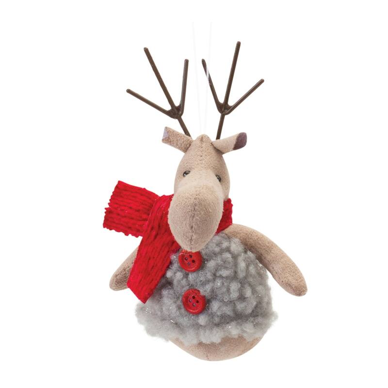 Plush Reindeer with Sweater Christmas Ornaments - 6" - Set of 12
