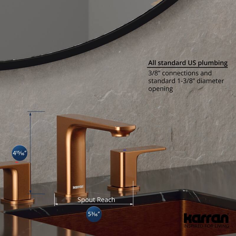 Karran Venda KBF514 2-Handle Three Hole Widespread Bathroom Faucet with Matching Pop-up Drain