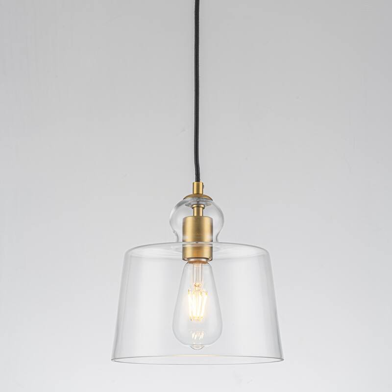 8.7" 1-Light Modern Mini Chrome/Gold/Matte Black Clear Glass Pendant Light for Kitchen Island Dining Room