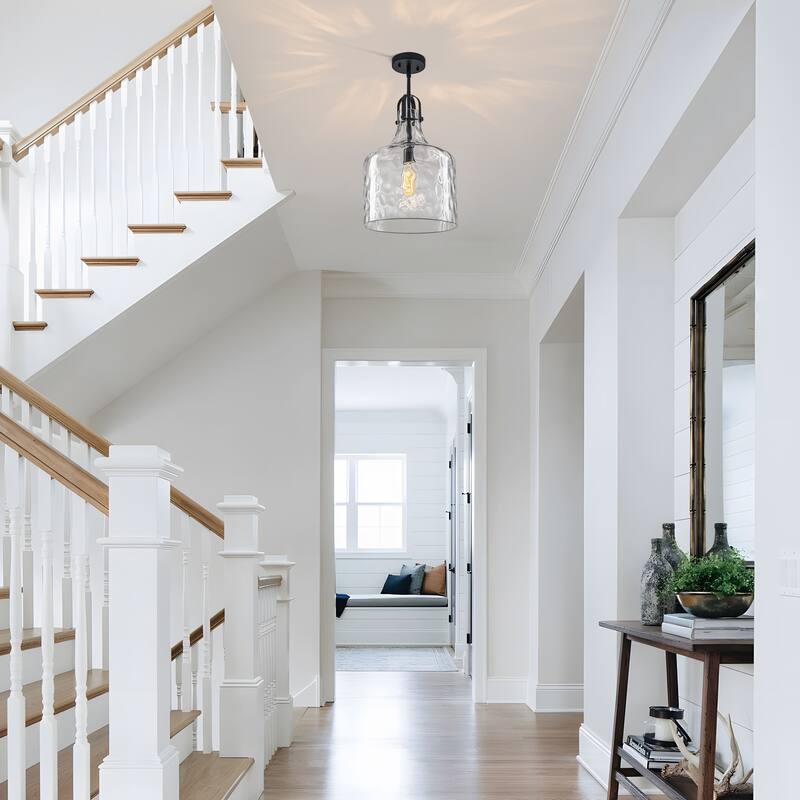 Starsky Modern 1-Light Clear Hammered Glass Pendant