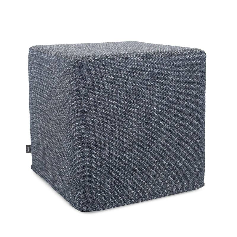 Allan Andrews No Tip Short Block Ottoman with Cover, Panama Collection - Indigo