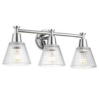 3-Light Bathroom Vanity Lighting with Hammered Glass - Bed Bath ...