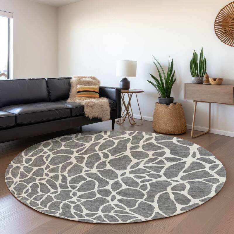 Premium Washable Super Soft Contemporary Ellie Mayfield Rug - Gray - 8' x 8'