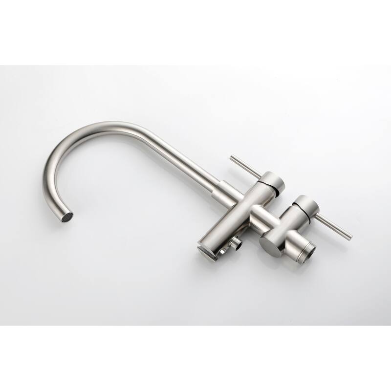 Floor Mounted Tub Faucet High Flow Freestanding Tub Filler Faucet with Handheld Shower Head and Swivel Spout