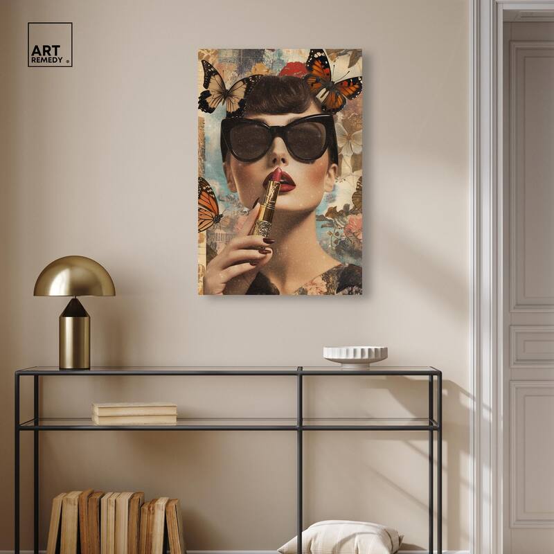 Iconic Lady Butterfly Collage II Canvas by Art Remedy, Gallery Wrapped