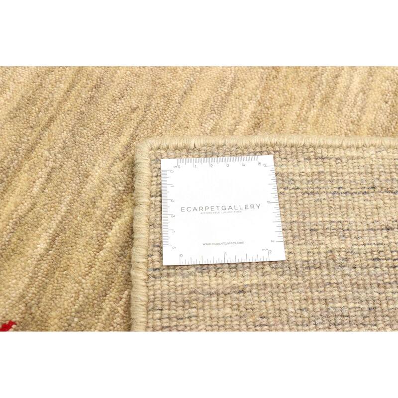 ECARPETGALLERY Hand Loomed Kashkuli Gabbeh Khaki Wool Rug - 4'0 x 5'9