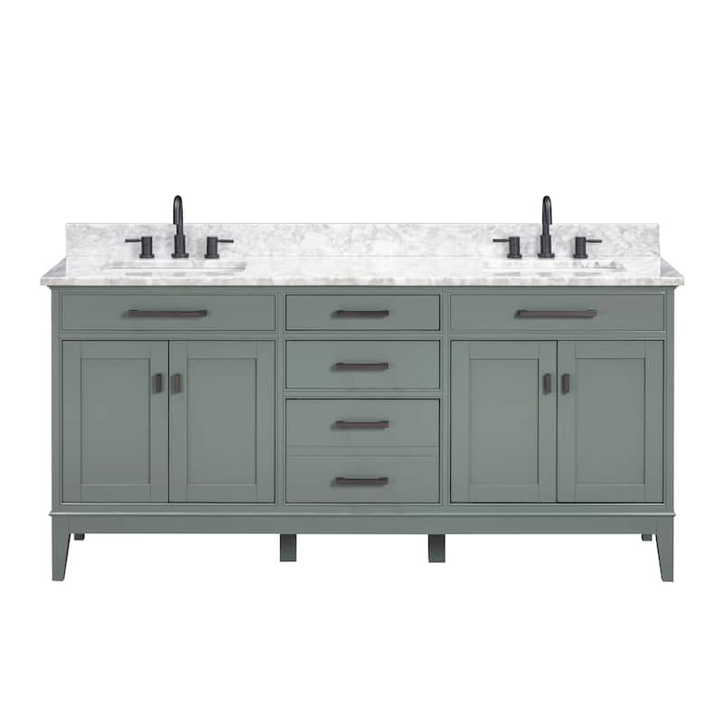 Madison 72 in. Double Sink Bathroom Vanity with Carrara Marble Top - 73"W x 22"D