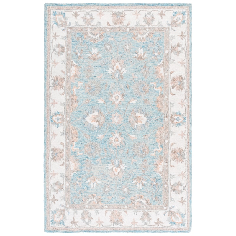 SAFAVIEH Handmade Heritage Sigþridur Traditional Wool Rug - 4' x 6' - Light Blue/Ivory