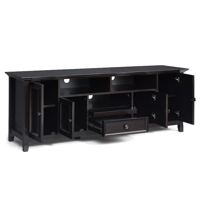 WYNDENHALL Halifax 72 inch Wide Solid Wood Transitional TV Stand - 72"w x 19"d x 26" h