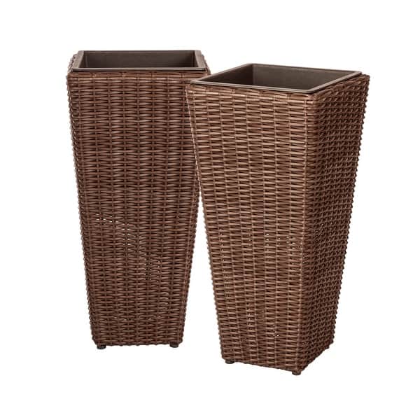 slide 10 of 17, Alto 2-Piece Wicker Planter Set Brown