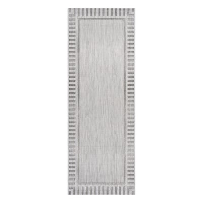 Gertmenian Paseo Kiano Modern Stripe Border Polypropylene Flatweave Indoor/ Outdoor Area Rug
