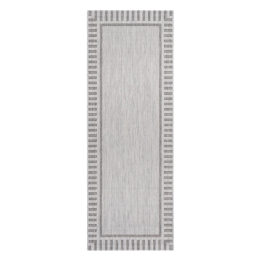 Gertmenian Paseo Kiano Modern Stripe Border Polypropylene Flatweave Indoor/ Outdoor Area Rug