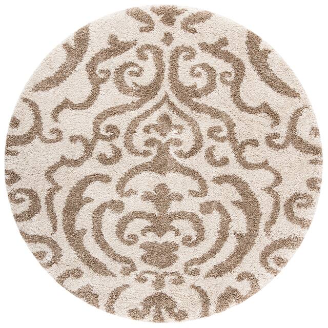 SAFAVIEH Florida Shag Honey Ornate Damask 1.2-inch Thick Rug