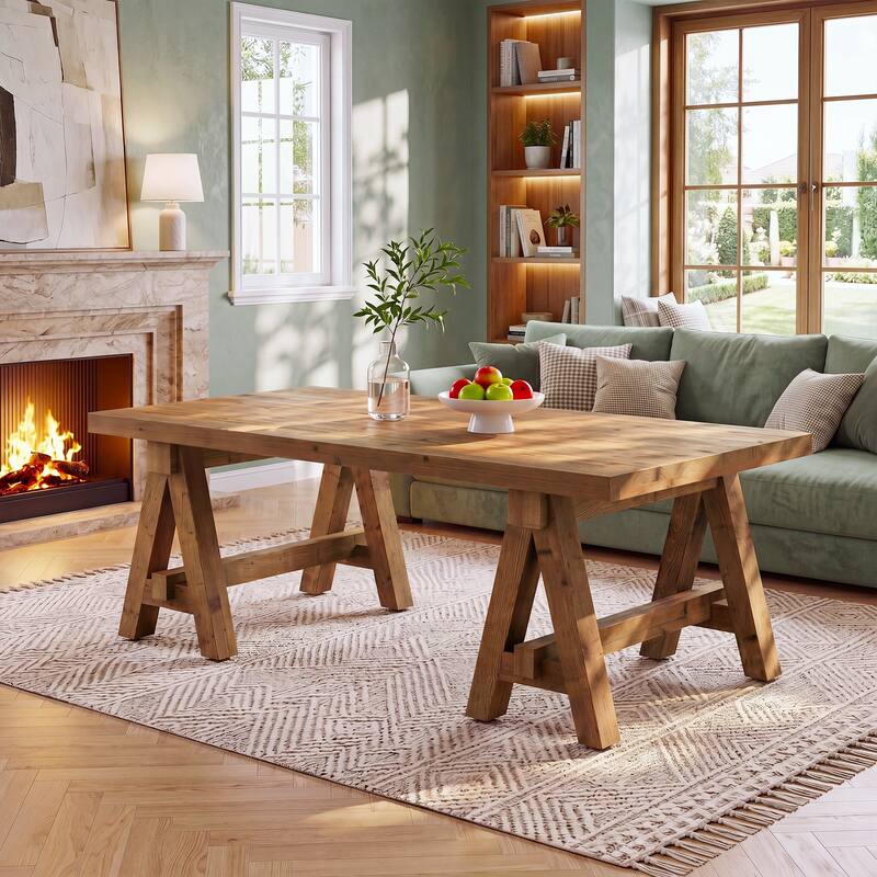 Solid Wood Coffee Table, 47" Rustic Farmhouse Center Table