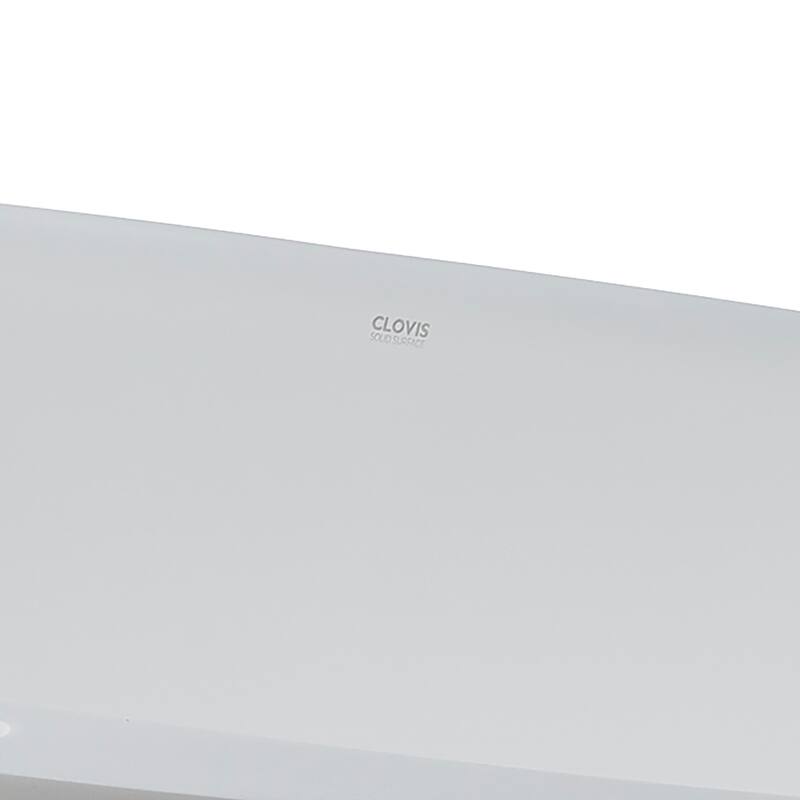 63/67 Inch Stone Resin Solid Surface Freestanding Soaking Bathtub with Center Drain in Matte White