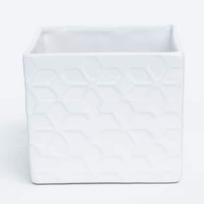 White With Floral Pattern Planter
