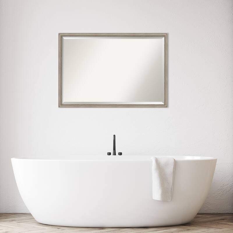 Salon Scoop Beveled Wood Framed Bathroom Vanity Wall Mirror