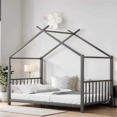Twin Size Metal House Platform Bed with Legs