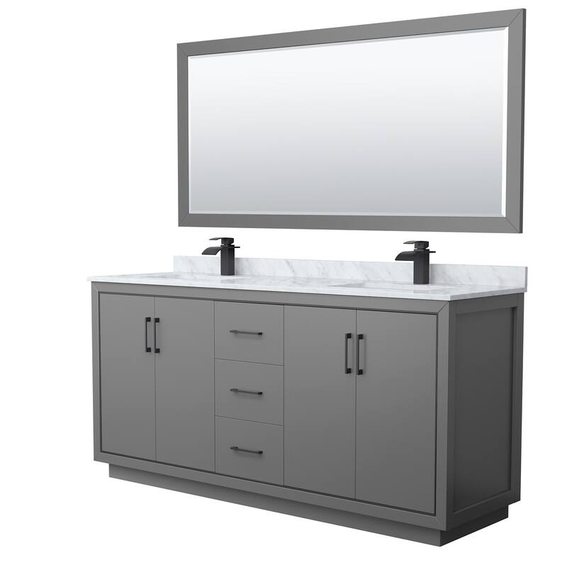 Wyndham Collection WCF1111-72D-NAT-M70 Icon 72" Free Standing Double - Dark Gray / Matte Black Hardware