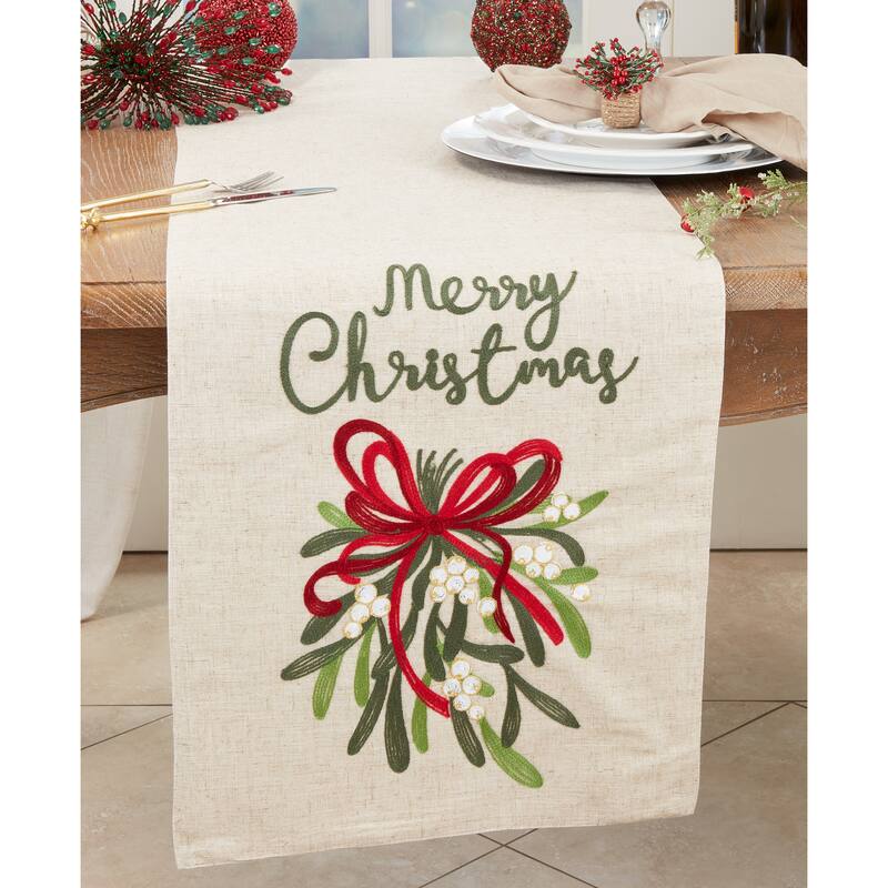 Holiday Cheer Merry Christmas Ribbon Table Runner - 16"x70"