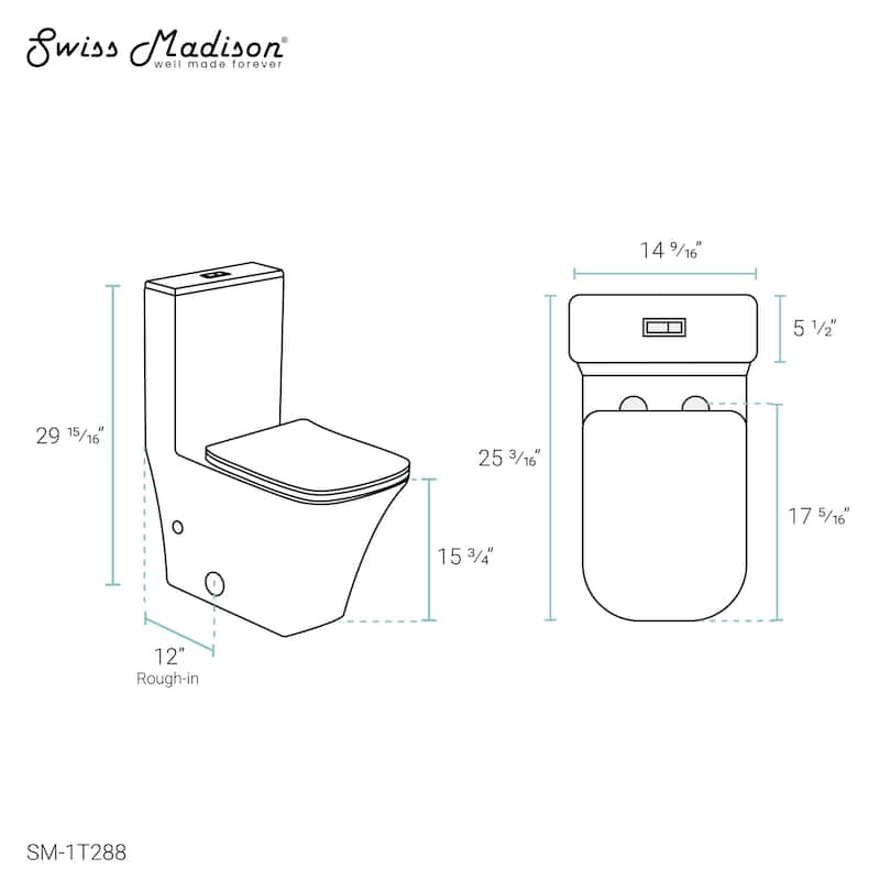 Eclair One-Piece Square Toilet Dual-Flush 0.8/1.28 gpf