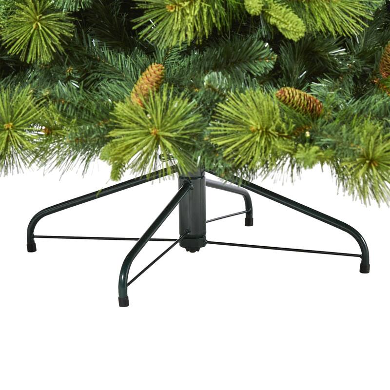 6.5ft Slim Christmas Tree with Lights - Artificial Pine Tree, Holiday Decor, Warm White LED Lights - Green - 72