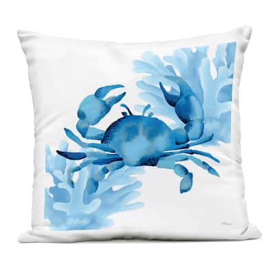 Stupell Blue Tone Crab & Coral Printed Outdoor Throw Pillow Design by Cat Thurman Designs