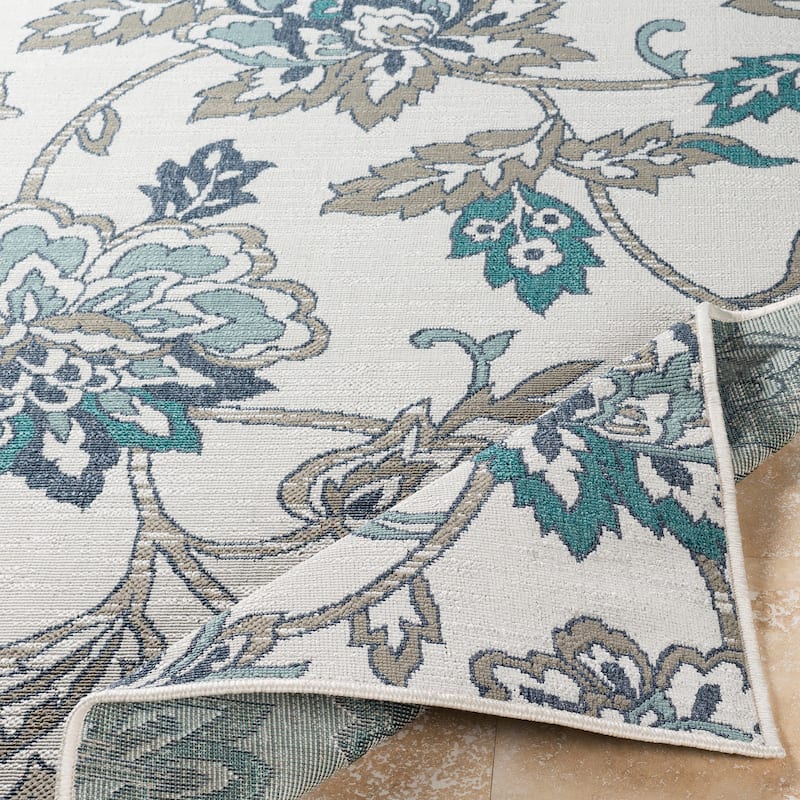 Cesarina Floral Indoor/ Outdoor Area Rug - 8'9" Round - 8'9" Round