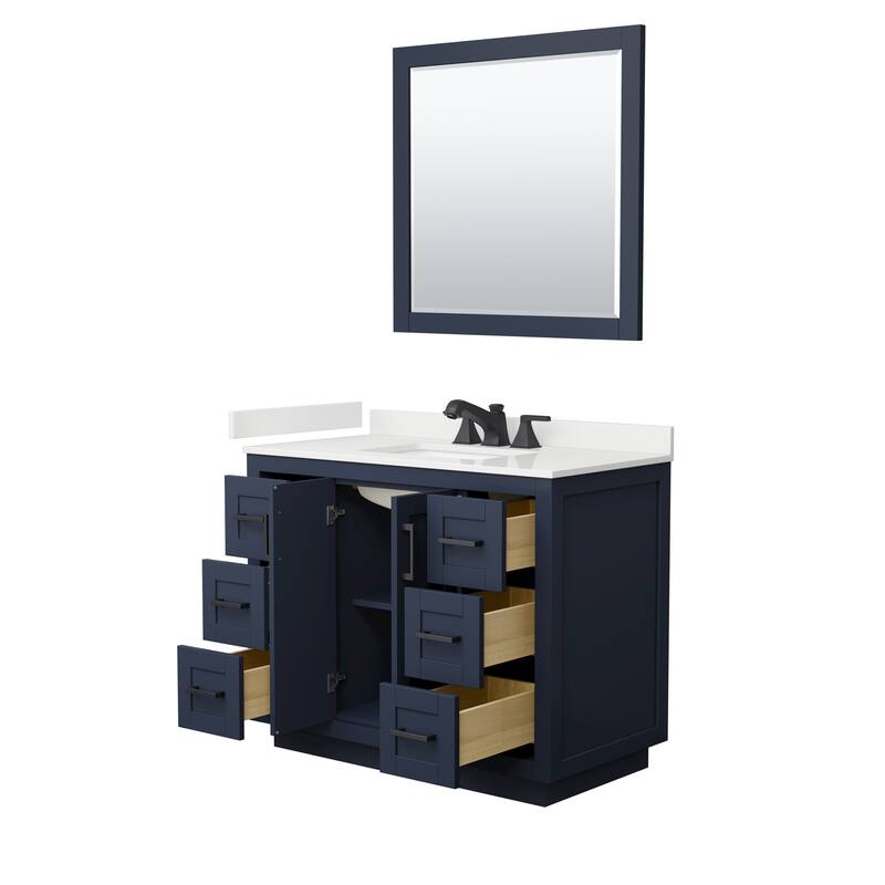 Miranda 42-inch Single Vanity, Quartz Top, 34-inch Mirror