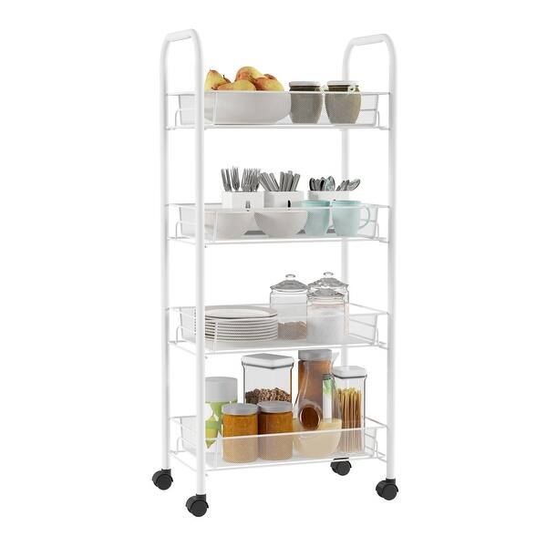 New Version Kitchen Bathroom Slim Storage Cart- 3 Tier Narrow Space Organizer on Wheels- Slide Out Shelving Rack for Laundry Room 1 White Pantry /& More by Lavish Home