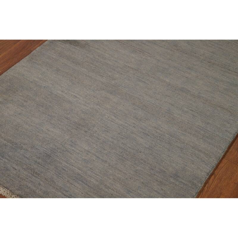 Gray Contemporary Gabbeh Oriental Foyer Rug Hand-Knotted Wool Carpet - 3'2"x 4'9"