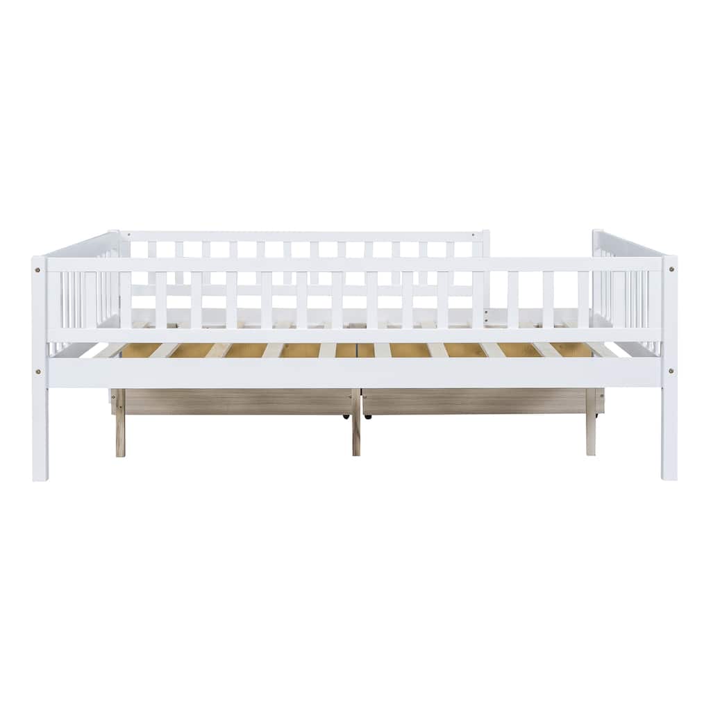 Full Size Daybed Wood Bed with Two Drawers