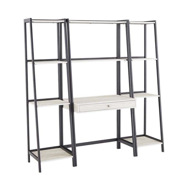 Naya Marble 3-Piece Ladder Desk and Bookcase Set by iNSPIRE Q Modern - White Marble