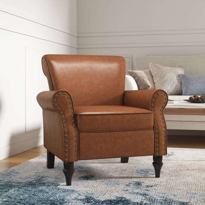 Modern Upholstered Armchair Nailhead Trim Accent Chair