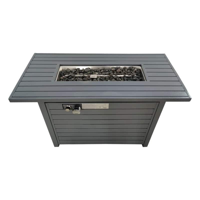 11'' H x 42'' L Steel Propane Outdoor Fire Pit Table with Lid