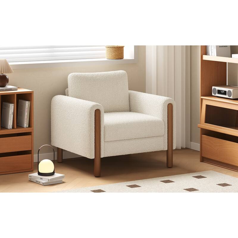 White 33.5" Upholstered Accent Chair