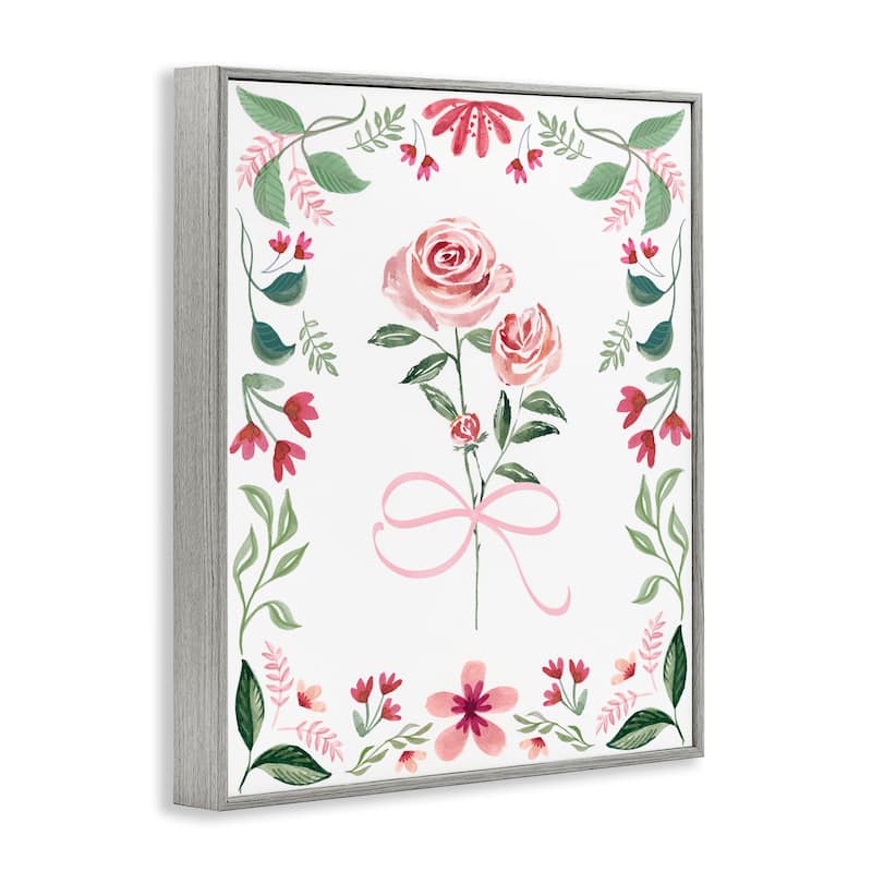 Stupell Delicate Roses Floral Border Framed Giclee Art Design By Kristen Brockmon