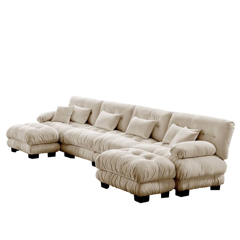4-Seater U-Shaped Free Combination Modular Sofa with 2 Ottomans