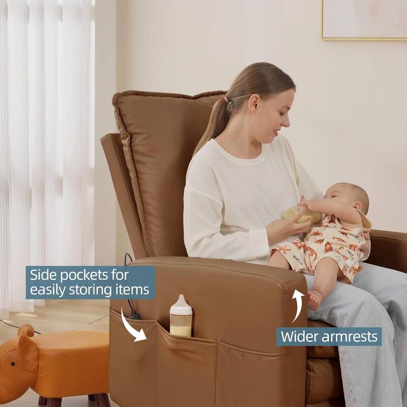 AECOJOY Power Swivel Rocker Recliner Chair Nursery Glider Chair Single Sofa