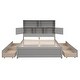 preview thumbnail 12 of 22, Full Size Platform Bed with Storage Headboard, Charging Station and 4-Drawers, Grey