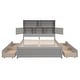 preview thumbnail 15 of 14, Modern Style Full Size Wooden Platform Bed,Headboard with Shelves and Charging Station,4-Drawers Under-Bed