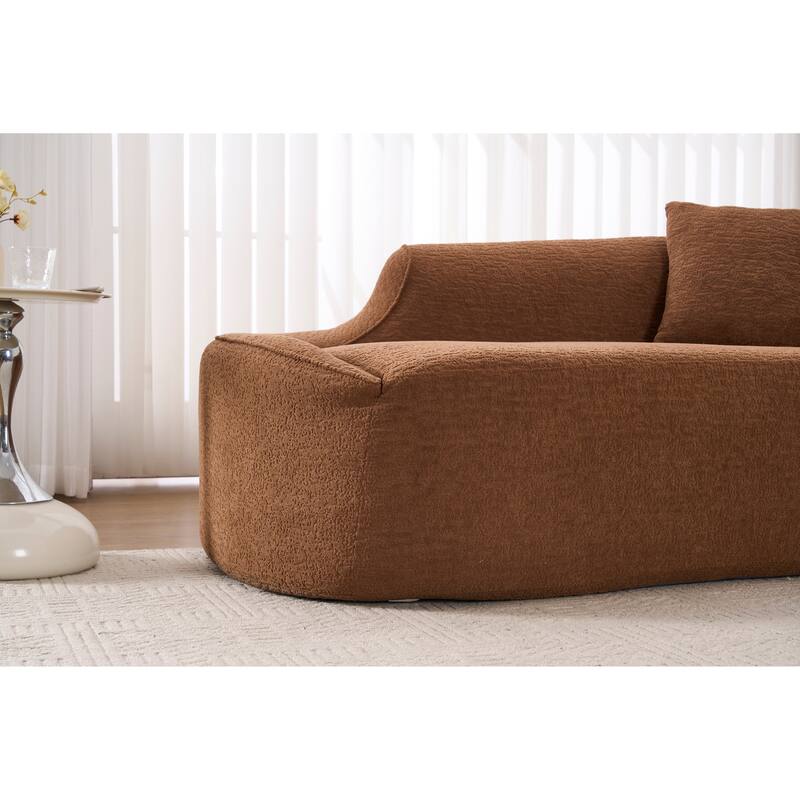 LY-048 Compression Curved Chaise Longue Chair Indoor, Modern Chenille Loveseat Couch
