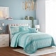 preview thumbnail 1 of 8, Serenta Emma 5 Piece Printed Quilt Bedspread Coverlet Set Teal Aqua - California King