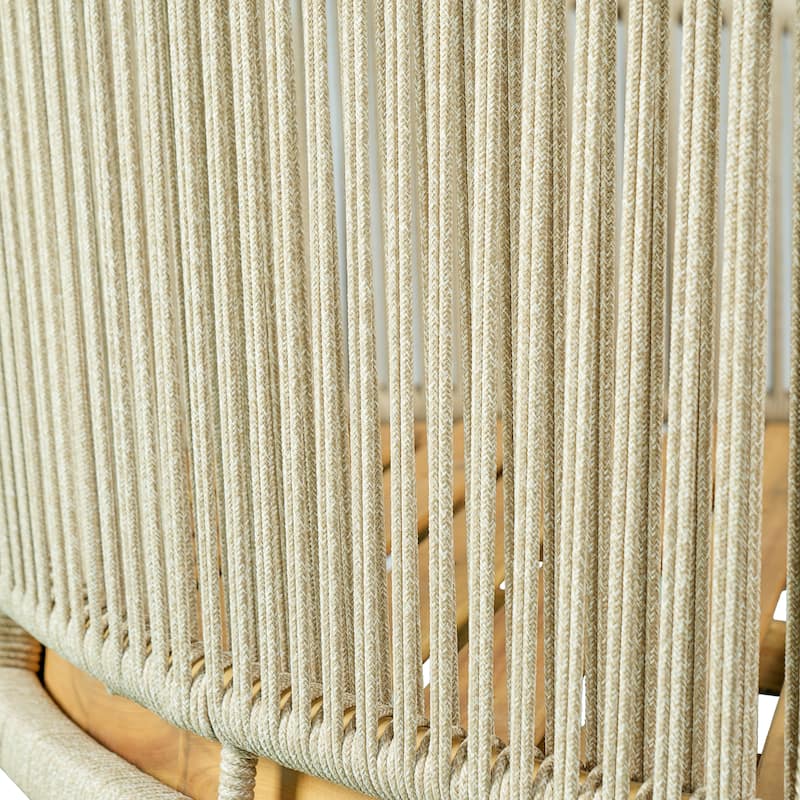 Christopher Knight Home - Martin 60" Outdoor Round Acacia Wood Daybed with Handwoven Rope Backrest & Cushions